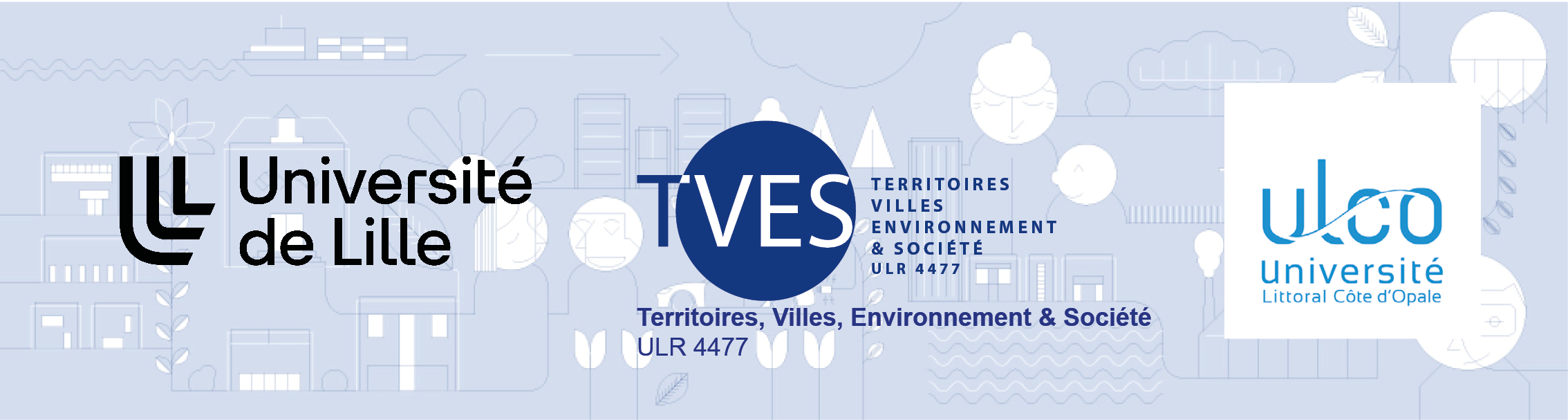 Bandeau 3 logos Laboratoire TVES Université de Lille et Université du Littoral Côte d'Opale